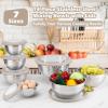 E-far Mixing Bowls Set of 7, Stainless Steel Mixing Bowls with Airtight Clear Lids, Metal Nesting Bowls for Kitchen Prep, Baking, Serving, Dishwasher Safe, Size 4.6, 3.5, 3, 2, 1.5, 1, 0.7QT, Black(Khaki)