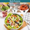 E-far Mixing Bowls with Lids, 6-Piece Stainless Steel Salad Bowls Metal Nesting Bowls for Baking Cooking and Prepping, Airtight Lids & Stackable Design, Size 4.5, 3, 1.5 QT (Black)(Dark Blue)