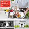 E-far Mixing Bowls with Lids, 6-Piece Stainless Steel Salad Bowls Metal Nesting Bowls for Baking Cooking and Prepping, Airtight Lids & Stackable Design, Size 4.5, 3, 1.5 QT (Black)(Red)