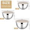 E-far Mixing Bowls with Lids, 6-Piece Stainless Steel Salad Bowls Metal Nesting Bowls for Baking Cooking and Prepping, Airtight Lids & Stackable Design, Size 4.5, 3, 1.5 QT (Black)(Khaki)