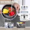 E-far Mixing Bowls with Lids Set, 15PCS Stainless Steel Mixing Nesting Bowl with Colander & 3 Metal Grater for Kitchen Prep/Baking/Storage, Non-Slip Bottom & Airtight Lid, 4.6, 3, 1.5, 1, 0.7QT, Khaki(Khaki)