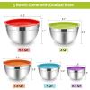 E-far Mixing Bowls with Lids Set of 5, Stainless Steel Mixing Bowls Metal Nesting Bowls with Airtight Lids, Non-toxic & Dishwasher Safe, Great for Cooking, Baking, Serving – Size 0.7/1/1.5/3/4.6QT(Colorful)