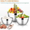 E-far Mixing Bowls with Lids Set of 5, Stainless Steel Mixing Bowls Metal Nesting Bowls with Airtight Lids, Non-toxic & Dishwasher Safe, Great for Cooking, Baking, Serving – Size 0.7/1/1.5/3/4.6QT(Teal Blue)