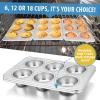 E-far Muffin Pan Set of 2, Stainless Steel Muffin Pan Tin for Baking, 6-Cup Metal Cupcake Pan Tray, Non-toxic & Healthy, Oven & Dishwasher Safe, Regular Size – 11.44 x 7.12 x 1.25 Inch(3)