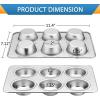 E-far Muffin Pan Set of 2, Stainless Steel Muffin Pan Tin for Baking, 6-Cup Metal Cupcake Pan Tray, Non-toxic & Healthy, Oven & Dishwasher Safe, Regular Size – 11.44 x 7.12 x 1.25 Inch(1)