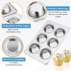 E-far Muffin Pan Set of 2, Stainless Steel Muffin Pan Tin for Baking, 6-Cup Metal Cupcake Pan Tray, Non-toxic & Healthy, Oven & Dishwasher Safe, Regular Size – 11.44 x 7.12 x 1.25 Inch(3)