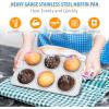 E-far Muffin Pan Set of 2, Stainless Steel Muffin Pan Tin for Baking, 6-Cup Metal Cupcake Pan Tray, Non-toxic & Healthy, Oven & Dishwasher Safe, Regular Size – 11.44 x 7.12 x 1.25 Inch(3)