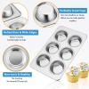 E-far Muffin Pan Set of 2, Stainless Steel Muffin Pan Tin for Baking, 6-Cup Metal Cupcake Pan Tray, Non-toxic & Healthy, Oven & Dishwasher Safe, Regular Size – 11.44 x 7.12 x 1.25 Inch(1)