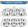 E-far Muffin Pan Set of 2, Stainless Steel Muffin Pan Tin for Baking, 6-Cup Metal Cupcake Pan Tray, Non-toxic & Healthy, Oven & Dishwasher Safe, Regular Size – 11.44 x 7.12 x 1.25 Inch(4)
