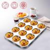 E-far Muffin Top Pan, 12-Cavity Stainless Steel Shallow Cupcake Pan for Yorkshire Pudding, Eggs, Whoopie Pie, Cornbread, Non-toxic & Dishwasher Safe – 2 Pcs(1 Piece)