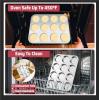 E-far Muffin Top Pan, 12-Cavity Stainless Steel Shallow Cupcake Pan for Yorkshire Pudding, Eggs, Whoopie Pie, Cornbread, Non-toxic & Dishwasher Safe – 2 Pcs(2 Pieces)