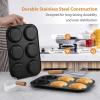 E-far Muffin Top Pan Set of 2, Nonstick 6-Cavity Shallow Cupcake Pan for Baking Whoopie Pie, Yorkshire Pudding, Eggs, Cornbread, Drop Cookies, Easy Release & Clean, 3-Inch Standard Size(Muffin Top Pan)
