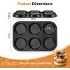 E-far Muffin Top Pan Set of 2, Nonstick 6-Cavity Shallow Cupcake Pan for Baking Whoopie Pie, Yorkshire Pudding, Eggs, Cornbread, Drop Cookies, Easy Release & Clean, 3-Inch Standard Size(Muffin Top Pan)