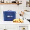 E-far Navy Blue Bread Box for Kitchen Countertop, Metal Bread Bin Holder for Modern Farmhouse Decor, Extra Large & High Capacity Storage Container – 13″ x 9.8″ x 7.3″ – Holds 2+ Loaves, Vintage Style(Blue)