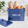 E-far Navy Blue Bread Box for Kitchen Countertop, Metal Bread Bin Holder for Modern Farmhouse Decor, Extra Large & High Capacity Storage Container – 13″ x 9.8″ x 7.3″ – Holds 2+ Loaves, Vintage Style(Blue)