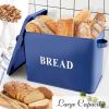 E-far Navy Blue Bread Box for Kitchen Countertop, Metal Bread Bin Holder for Modern Farmhouse Decor, Extra Large & High Capacity Storage Container – 13″ x 9.8″ x 7.3″ – Holds 2+ Loaves, Vintage Style(Blue)