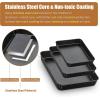 E-far Nonstick Baking Pans Set of 3, Rectangle Stainless Steel Sheet Cake Pan for Toaster Oven, 12.5/10.5/9.4 Inch, Black Bakeware for Brownie Lasagna Casserole Cake, Non-toxic & Healthy, 2 inch Deep