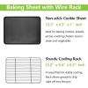E-far Nonstick Baking Sheet with Rack Set, 16 x 12 x 1 Inch Cookie Sheet Baking Pan with Cooling Rack for Oven, Commercial Grade & Non-Toxic, Easy to Clean(12.5 x 9.5 inch)
