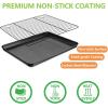 E-far Nonstick Baking Sheet with Rack Set, 16 x 12 x 1 Inch Cookie Sheet Baking Pan with Cooling Rack for Oven, Commercial Grade & Non-Toxic, Easy to Clean(12.5 x 9.5 inch)