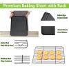 E-far Nonstick Baking Sheet with Rack Set, 16 x 12 x 1 Inch Cookie Sheet Baking Pan with Cooling Rack for Oven, Commercial Grade & Non-Toxic, Easy to Clean(16 x 12 inch)
