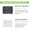 E-far Nonstick Baking Sheet with Rack Set, 16 x 12 x 1 Inch Cookie Sheet Baking Pan with Cooling Rack for Oven, Commercial Grade & Non-Toxic, Easy to Clean(10.5 x 8 inch)