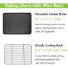 E-far Nonstick Baking Sheet with Rack Set, 16 x 12 x 1 Inch Cookie Sheet Baking Pan with Cooling Rack for Oven, Commercial Grade & Non-Toxic, Easy to Clean(16 x 12 inch)