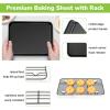 E-far Nonstick Baking Sheet with Rack Set, 16 x 12 x 1 Inch Cookie Sheet Baking Pan with Cooling Rack for Oven, Commercial Grade & Non-Toxic, Easy to Clean(10.5 x 8 inch)