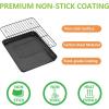 E-far Nonstick Baking Sheet with Rack Set, 16 x 12 x 1 Inch Cookie Sheet Baking Pan with Cooling Rack for Oven, Commercial Grade & Non-Toxic, Easy to Clean(10.5 x 8 inch)