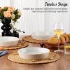 E-far Pasta Bowls, 34oz Stoneware Bowl Plate for Dinner Serving Soup Salad, Wide & Shallow Large Ceramic Pasta Plate Set of 4, Microwave & Dishwasher Safe, Speckled White, 8.7”(Speckled White)