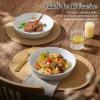 E-far Pasta Bowls, 34oz Stoneware Bowl Plate for Dinner Serving Soup Salad, Wide & Shallow Large Ceramic Pasta Plate Set of 4, Microwave & Dishwasher Safe, Speckled White, 8.7”(Speckled White)
