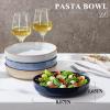 E-far Pasta Bowls Set of 4, 35oz Large Salad Bowls for Serving, Wide and Shallow Ceramic Plates for Kitchen, Double Reactive Glaze, Microwave and Dishwasher Safe, Seashell White(Multicolor)