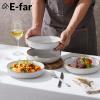 E-far Pasta Bowls Set of 4, 35oz Large Salad Bowls for Serving, Wide and Shallow Ceramic Plates for Kitchen, Double Reactive Glaze, Microwave and Dishwasher Safe, Seashell White(Seashell White)