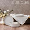 E-far Pasta Bowls Set of 4, 35oz Large Salad Bowls for Serving, Wide and Shallow Ceramic Plates for Kitchen, Double Reactive Glaze, Microwave and Dishwasher Safe, Seashell White(Seashell White)