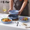 E-far Pasta Bowls Set of 4, 35oz Large Salad Bowls for Serving, Wide and Shallow Ceramic Plates for Kitchen, Double Reactive Glaze, Microwave and Dishwasher Safe, Seashell White(Ocean Blue)