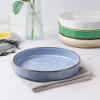 E-far Pasta Bowls Set of 4, 35oz Large Salad Bowls for Serving, Wide and Shallow Ceramic Plates for Kitchen, Double Reactive Glaze, Microwave and Dishwasher Safe, Seashell White(Assorted Colors)