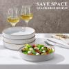 E-far Pasta Bowls Set of 4, 35oz Large Salad Bowls for Serving, Wide and Shallow Ceramic Plates for Kitchen, Double Reactive Glaze, Microwave and Dishwasher Safe, Seashell White(Seashell White)