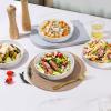 E-far Pasta Bowls Set of 4, 35oz Large Salad Bowls for Serving, Wide and Shallow Ceramic Plates for Kitchen, Double Reactive Glaze, Microwave and Dishwasher Safe, Seashell White(Speckled White)