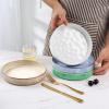 E-far Pasta Bowls Set of 4, 35oz Large Salad Bowls for Serving, Wide and Shallow Ceramic Plates for Kitchen, Double Reactive Glaze, Microwave and Dishwasher Safe, Seashell White(Assorted Colors)