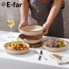 E-far Pasta Bowls Set of 4, 35oz Large Salad Bowls for Serving, Wide and Shallow Ceramic Plates for Kitchen, Double Reactive Glaze, Microwave and Dishwasher Safe, Seashell White(Sandy Khaki)
