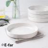 E-far Pasta Bowls Set of 4, 35oz Large Salad Bowls for Serving, Wide and Shallow Ceramic Plates for Kitchen, Double Reactive Glaze, Microwave and Dishwasher Safe, Seashell White(Speckled White)