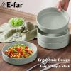 E-far Pasta Bowls Set of 4-35oz Shallow Ceramic Bowl Plates for Serving Dinner, Soup & Salad | Stoneware Pasta Plates | Microwave & Dishwasher Safe | Matte Black(Mist Green)