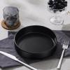 E-far Pasta Bowls Set of 4-35oz Shallow Ceramic Bowl Plates for Serving Dinner, Soup & Salad | Stoneware Pasta Plates | Microwave & Dishwasher Safe | Matte Black(Matte Black)
