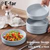 E-far Pasta Bowls Set of 4-35oz Shallow Ceramic Bowl Plates for Serving Dinner, Soup & Salad | Stoneware Pasta Plates | Microwave & Dishwasher Safe | Matte Black(Haze Gray)