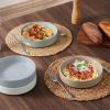 E-far Pasta Bowls Set of 4-35oz Shallow Ceramic Bowl Plates for Serving Dinner, Soup & Salad | Stoneware Pasta Plates | Microwave & Dishwasher Safe | Matte Black(Multicolor)