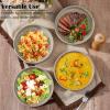 E-far Pasta Bowls Set of 4-35oz Shallow Ceramic Bowl Plates for Serving Dinner, Soup & Salad | Stoneware Pasta Plates | Microwave & Dishwasher Safe | Matte Black(Deep Khaki)