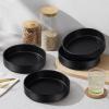 E-far Pasta Bowls Set of 4-35oz Shallow Ceramic Bowl Plates for Serving Dinner, Soup & Salad | Stoneware Pasta Plates | Microwave & Dishwasher Safe | Matte Black(Matte Black)