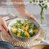 E-far Pasta Bowls Set of 6, 35oz Large Salad Bowl Plate for Dinner Serving Soup, Wide & Shallow Ceramic Stoneware Pasta Plates, Microwave & Dishwasher Safe, Textured Stripes & Speckled White, 8”(Multicolor)