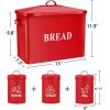 E-far Red Bread Box with Canister Sets for Kitchen Countertop, Metal Bread Bin Storage Container Holder for Modern Farmhouse Decor, Vintage Style & Extra Large – Holds 2+ Loaves Sugar Coffee Tea(Red)