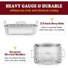 E-far Roasting Pan, 16 x 11.5 Inch Stainless Steel Turkey Roaster with V-shaped & Flat Rack, Non-toxic & Heavy Duty Deep Broiling Pan, Dishwasher Safe – Large(Silver)