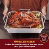 E-far Roasting Pan, 16 x 11.5 Inch Stainless Steel Turkey Roaster with V-shaped & Flat Rack, Non-toxic & Heavy Duty Deep Broiling Pan, Dishwasher Safe – Large(Silver)